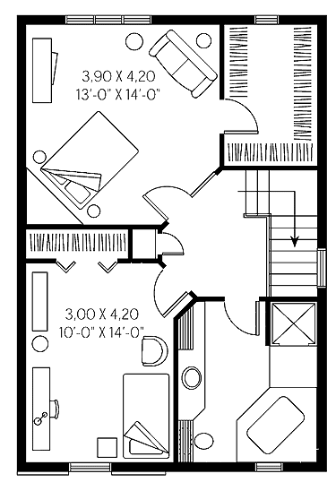 Plano de casa estilo europea de 2 pisos