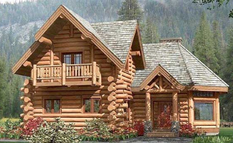 Planos de cabaña con rollizos de madera de 160 m2