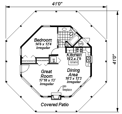 Este es el plano de casa chica con forma octagonal.