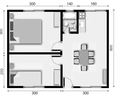 3 plano de casa 2 dormitorios