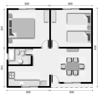 4 plano de casa 2 dormitorios