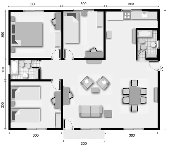 7 plano de casa 3 dormitorios