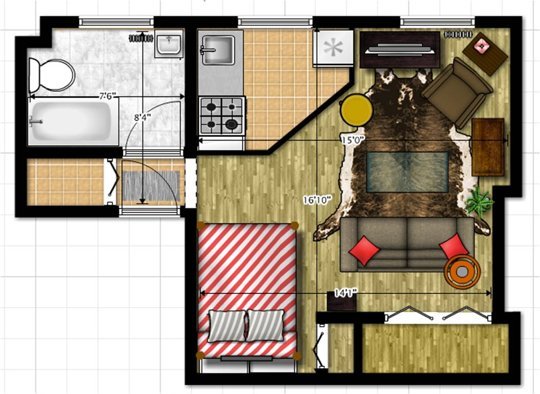 plano departamento 28 m2