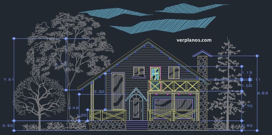 Descargar plano de casa de 10×10 en archivo .DWG ¡Gratis!