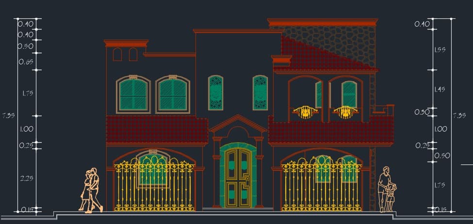 Plano de casa de 4 dormitorios 2 niveles 10x20mtrs (.dwg)