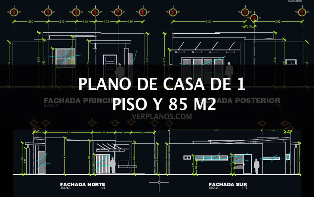 Plano de cabaña de 1 piso y 85m2 habitables