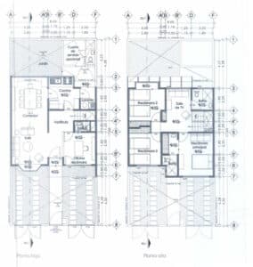 Plano de casa habitación dos niveles 4 habitaciones