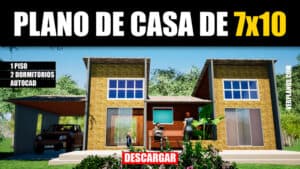 Plano de casa de 7 x 10 con medidas y en AutoCAD