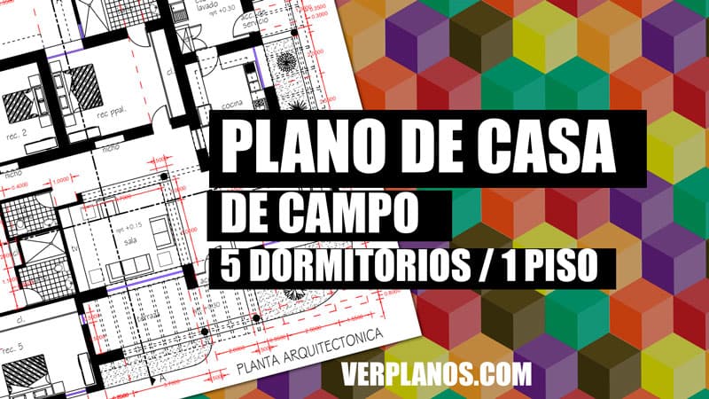 Plano de casa de campo 1 piso y 5 habitaciones (DWG)