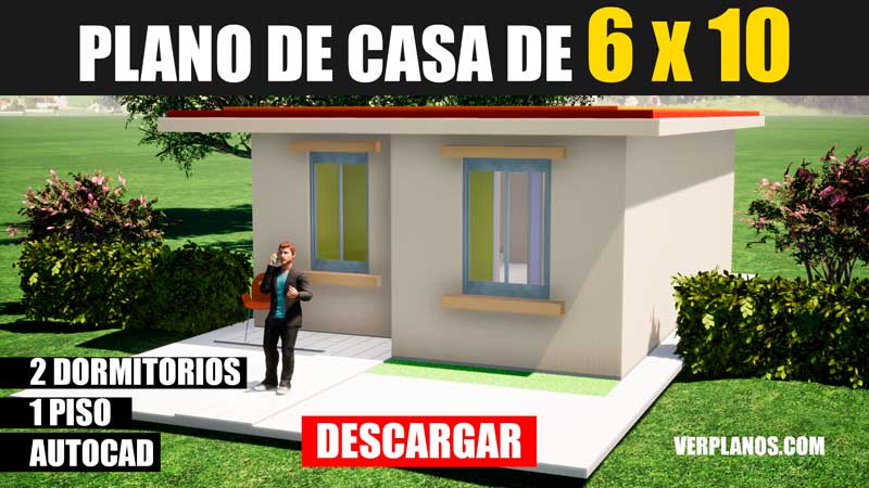Plano de casa con 2 Dormitorios y 1 Piso