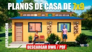Plano de casa pequeña y económica de 3 habitaciones