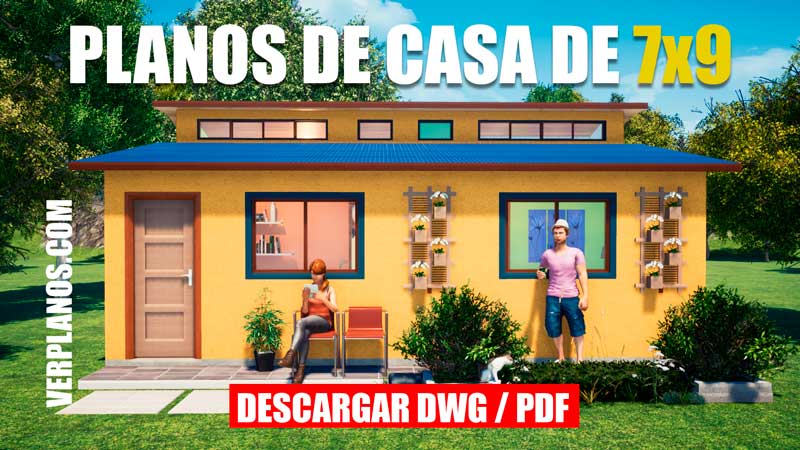 Plano de casa pequeña y económica de 3 habitaciones