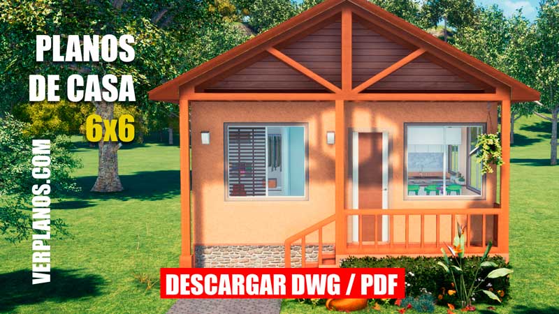 Plano de casa económica de carácter social con medidas (DWG & PDF)