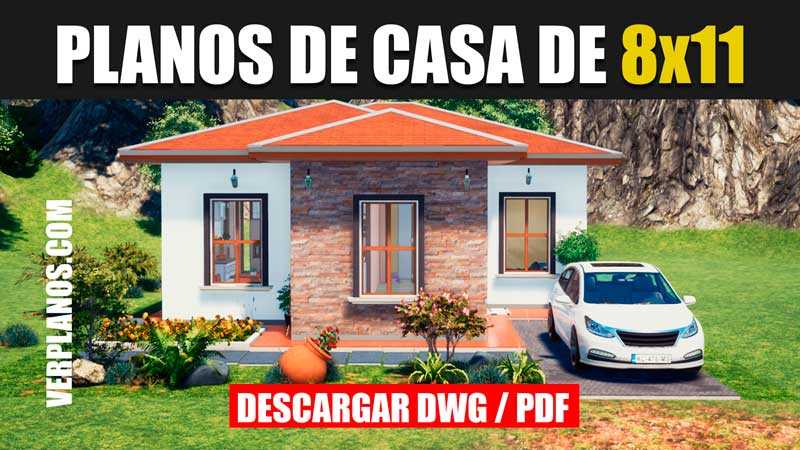 Plano de casa con 3 dormitorios y 2 baños (Con medidas y Gratis)
