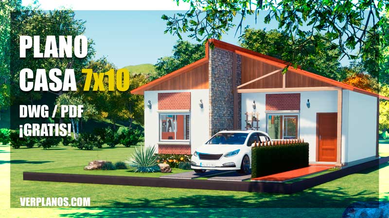 Plano de casa económica con 3 habitaciones y 2 baños