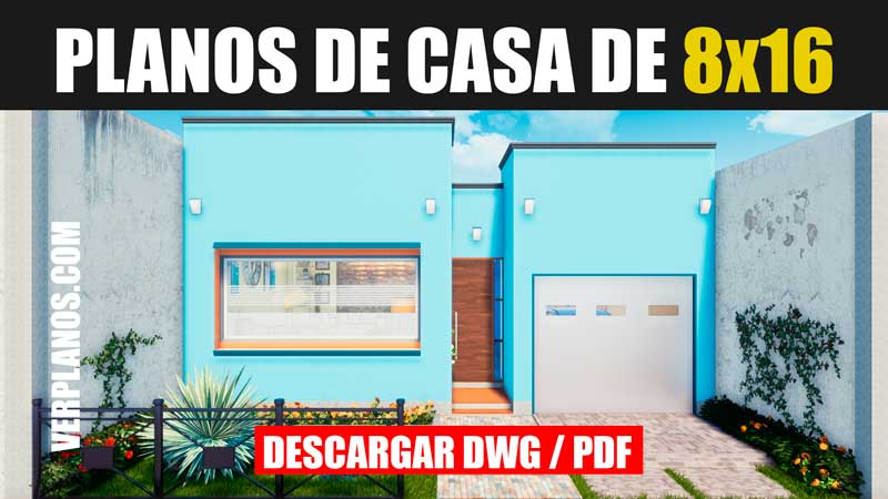 Plano de casa que permite aprovechar el terreno de 1 piso con 2 habitaciones