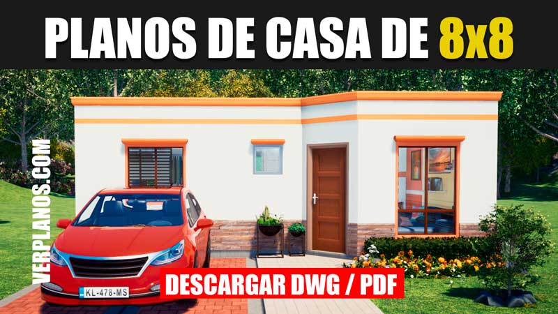 Plano de casa pequeña con cubierta plana 3 Habitaciones 1 Baño