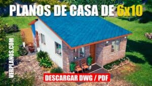 Bonito plano de casa de 1 piso con 3 dormitorios y 2 baños
