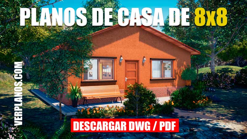 Casa de 1 piso con 3 dormitorios ¡Planos de casa gratis para Autocad con Medidas!