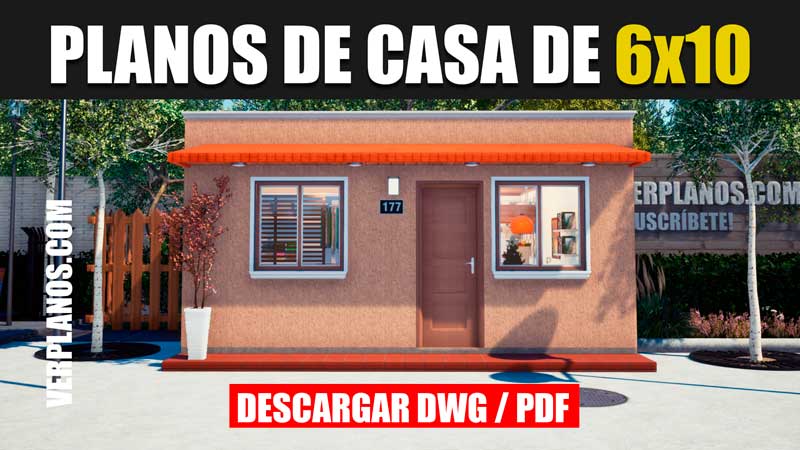 Plano de casa urbana con cubierta semi plana de 2 dormitorios