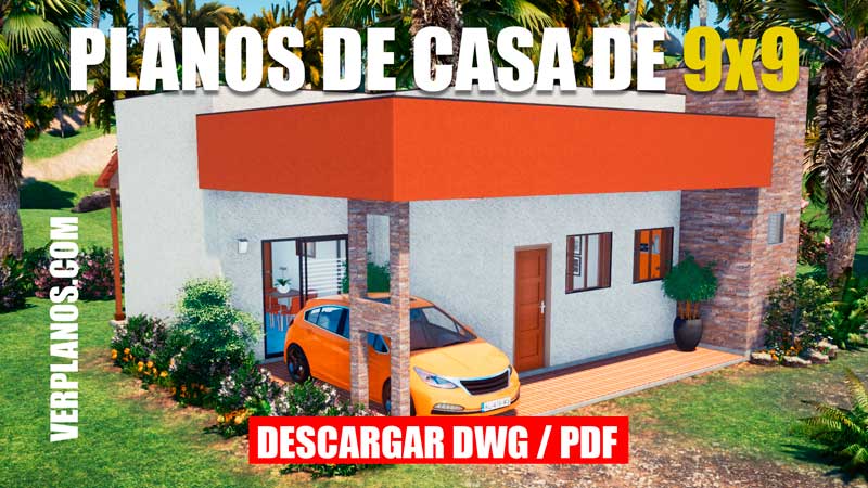 Plano de casa con cubierta mediterránea de 1 piso y 3 habitaciones