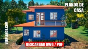 Plano de casa de 2 pisos y 3 dormitorios
