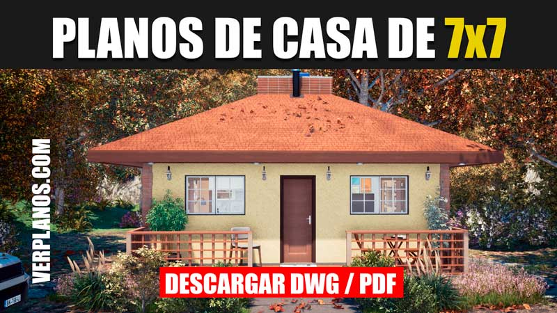 Acogedor plano de casa de campo de 1 piso con 2 habitaciones