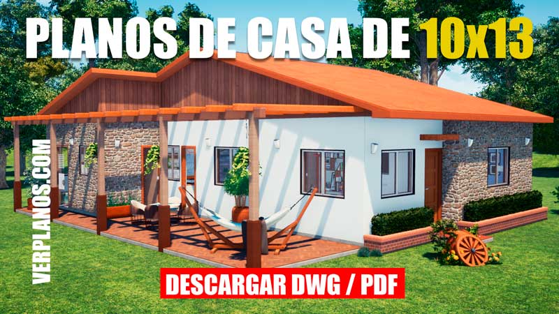 Plano de casa de campo bonita y con medidas para Autocad y PDF