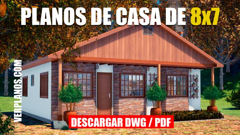 Plano de casa económica con medidas en formato DWG para Autocad