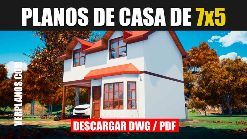Plano de casa económica de 2 pisos con 2 habitaciones