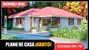 Plano de casa simple pero acogedora con 2 dormitorios de 1 piso