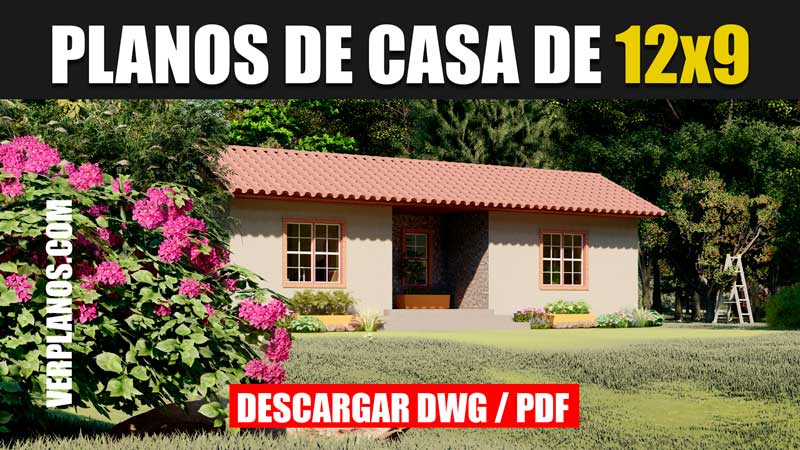 Planos de casa de campo 1 piso y 3 dormitorios en Autocad y PDF
