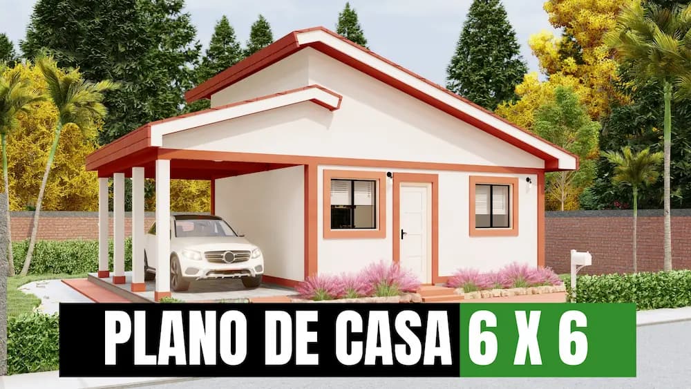 Plano de Casa de 6×6 Metros: Compacta, Funcional y con Variaciones de Fachada