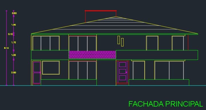 Descargar: Plano de casa en 2 piso con 130 m2 (Formato .dwg)