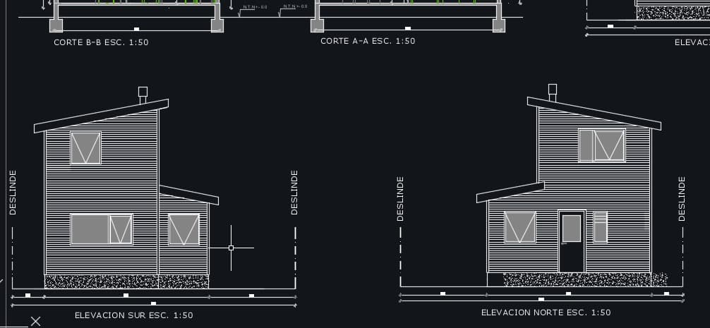 Plano de vivienda social con 48m2 de 2 dormitorios y 2 pisos