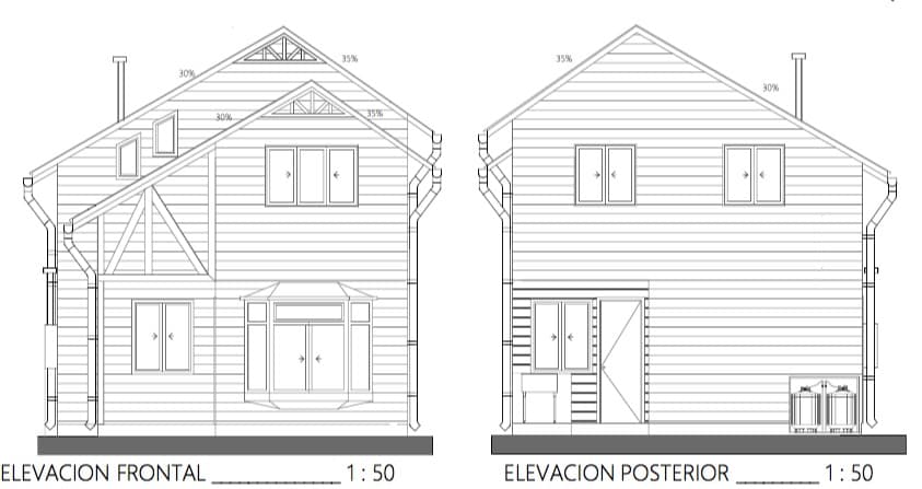 Descargar plano de casa social 70m2 y 2 pisos