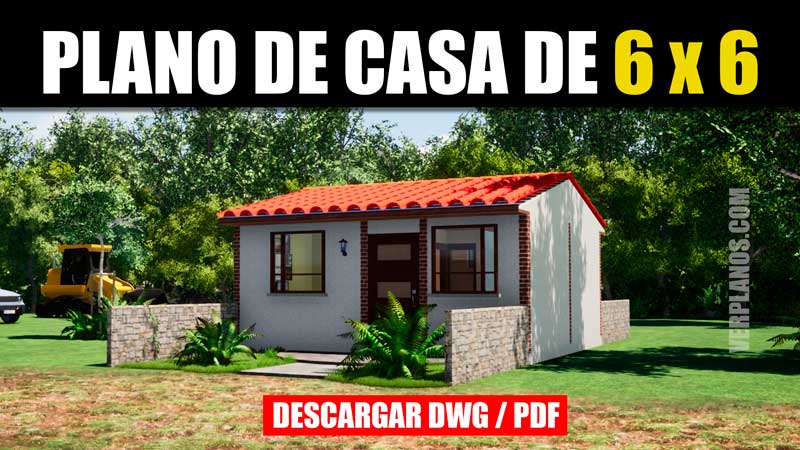 Plano de casa económico de 2 dormitorios y 1 baño (DWG y PDF)