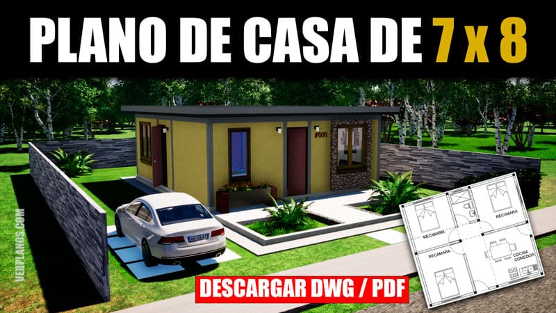 Plano de casas sencillo de 3 dormitorios de 62 m2 Con medidas