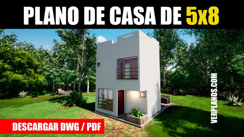 Plano de casa de 2 pisos y 2 dormitorios Con Medidas
