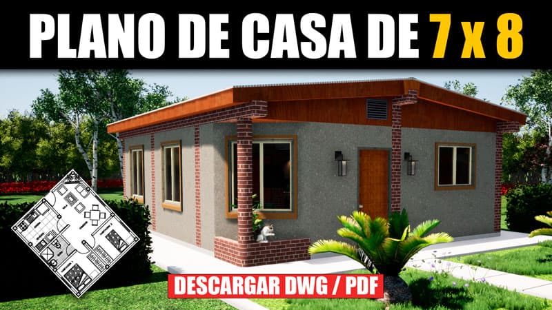 Plano de casa económica de 2 dormitorios con medidas