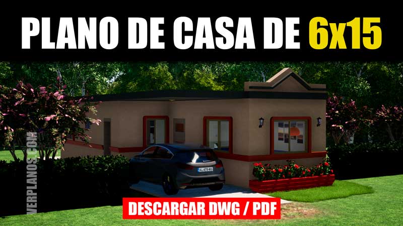 Plano de Casa Gratis con medidas de 2 dormitorios y 1 piso