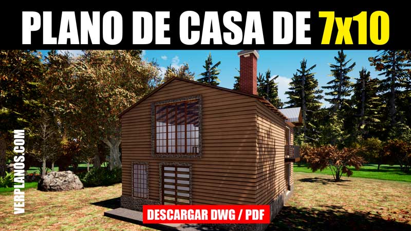 Plano de cabaña con medidas pensado en doble altura