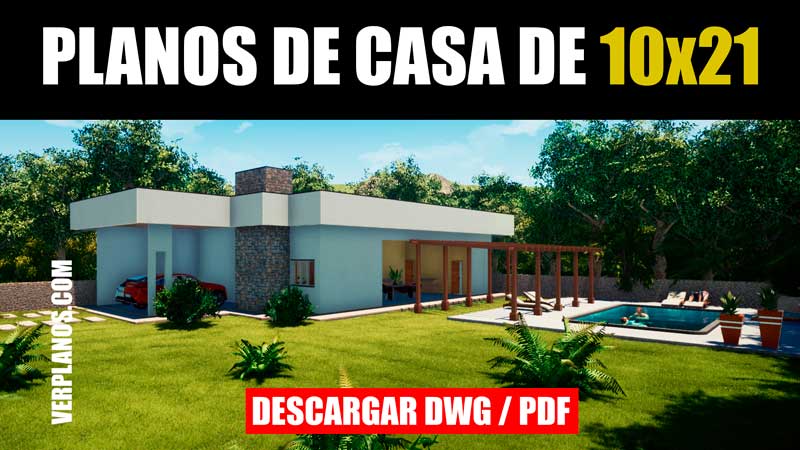 Planos de casa grande con piscina (DWG / PDF)
