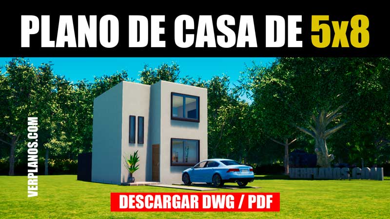 Planos de casa minimalista de 2 pisos y 2 dormitorios (DWG / PDF)