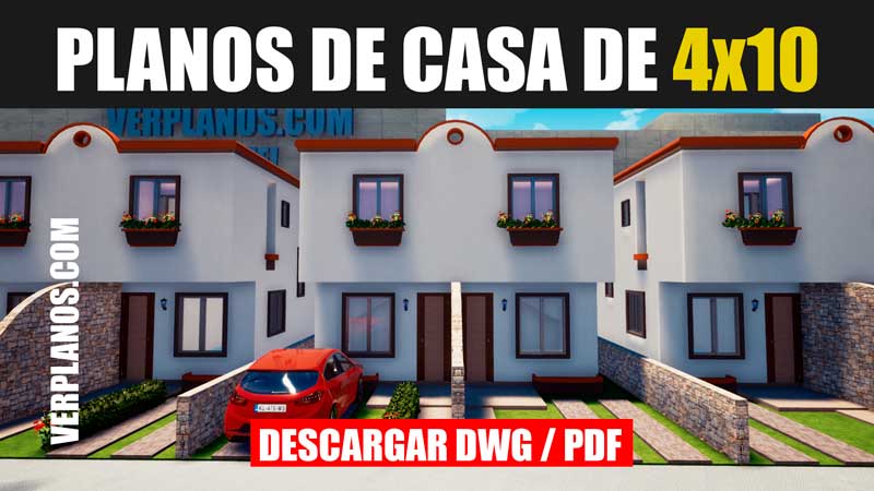 Plano de casa económica pareada 2 pisos (DWG / PDF)