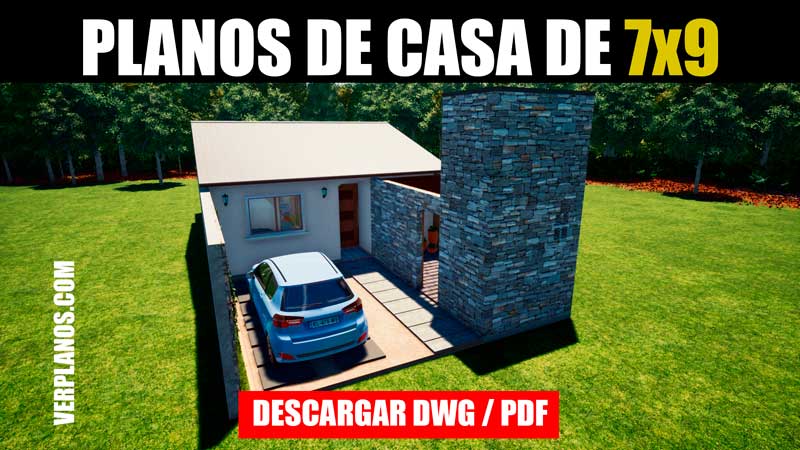Planos de casa económica con medidas en DWG para AutoCAD