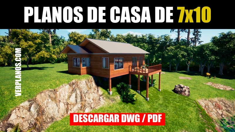 Planos de cabaña económica con medidas (DWG / PDF)