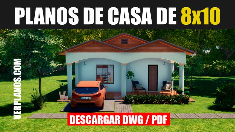 Plano de casa económica de 3 dormitorios con 1 baño (DWG / PDF)