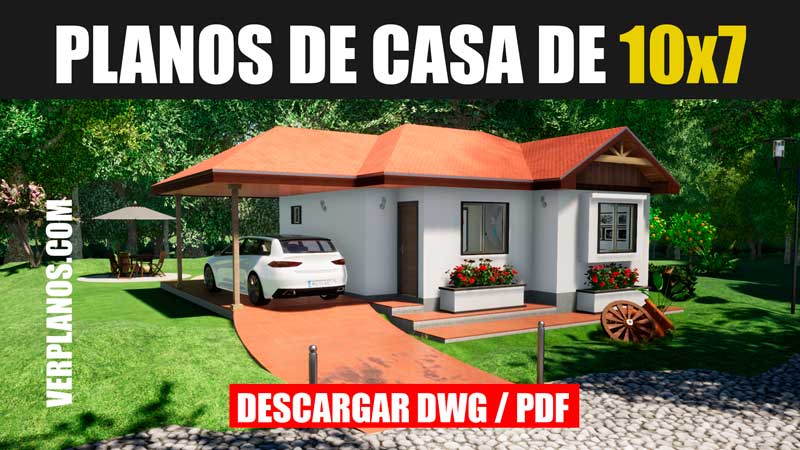 Plano de casa de campo con medidas de 1 piso y 2 dormitorios