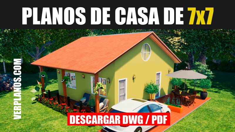 Plano de casa social económica con medidas en DWG y PDF